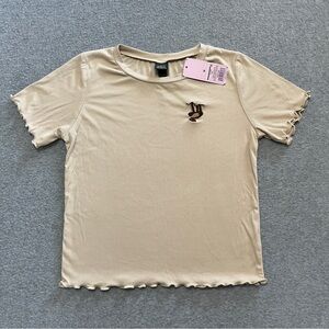 Wild Fable Shirt Womens Medium Beige T-Shirt Short Sleeve Pullover New